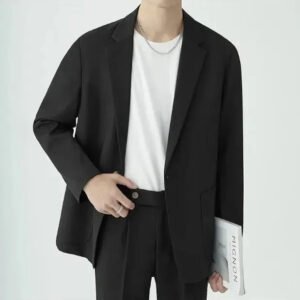 Modern Tailored Minimalist Men's Suit Set for All-Season Elegance