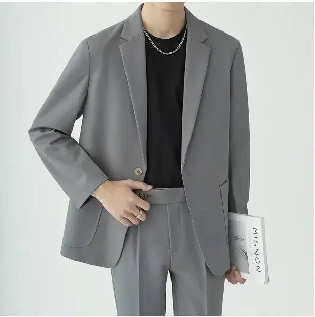 Modern Tailored Minimalist Men's Suit Set for All-Season Elegance