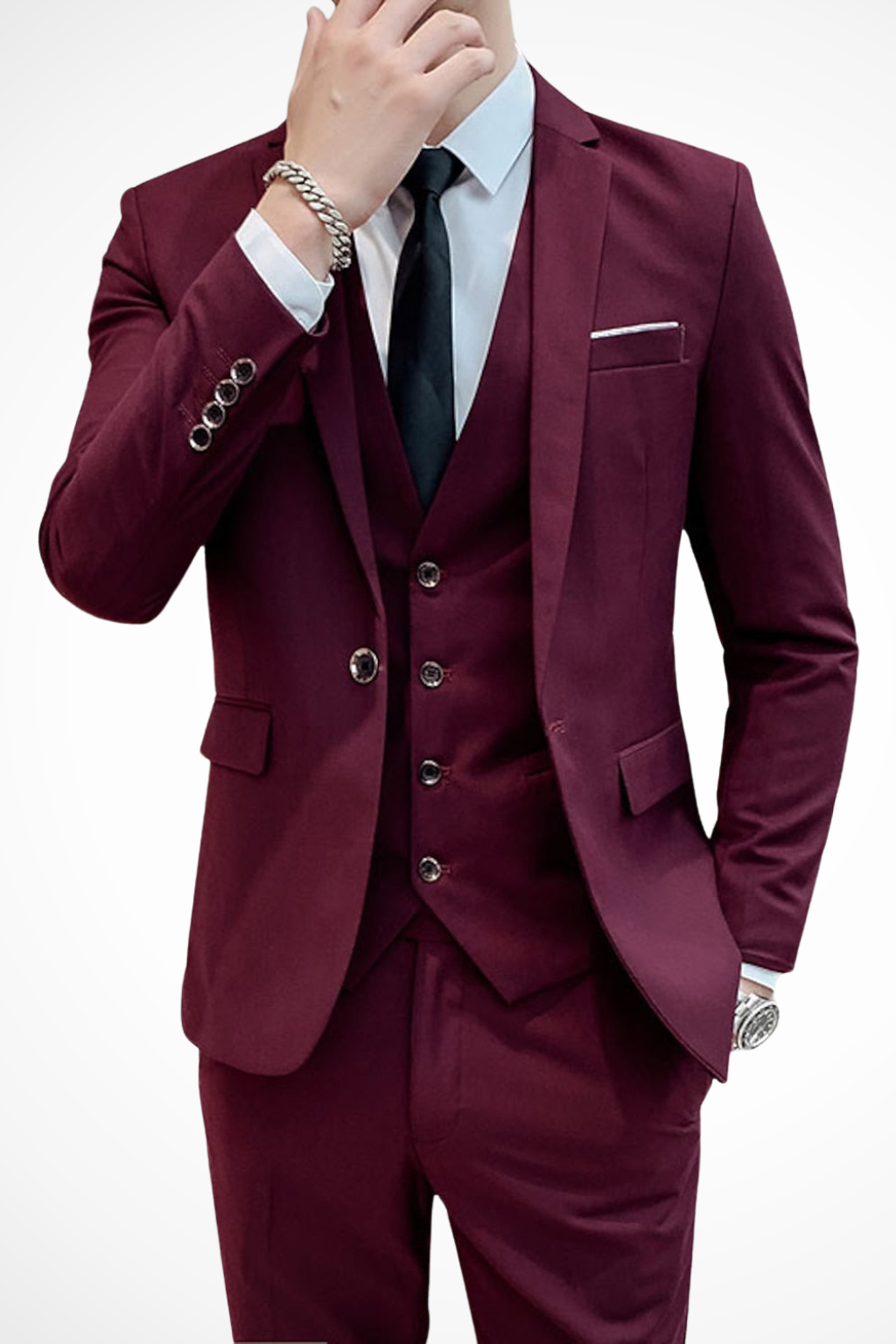 Dominic | Men Slim Fit Notch Lapel 3 Piece