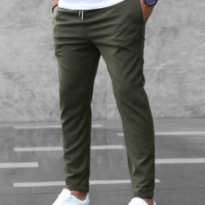 Men's Relaxed Fit Stretch Pants with Adjustable Elastic Waistband