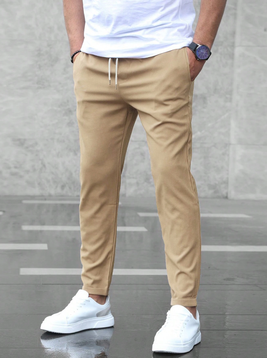Men's Relaxed Fit Stretch Pants with Adjustable Elastic Waistband